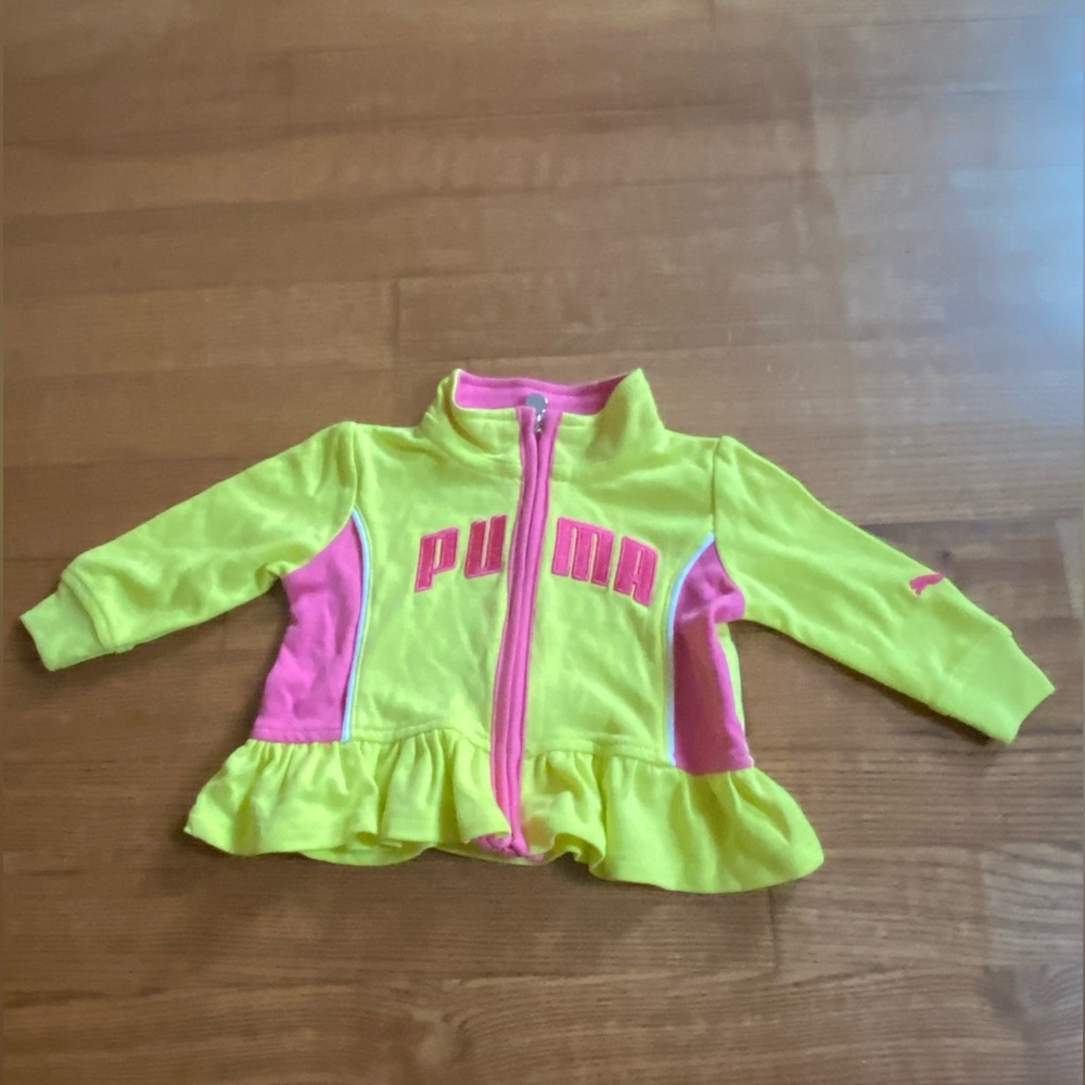 Baby Puma 0-3 months Kids Neon Yellow & Pink lightweight zip up fall or spring